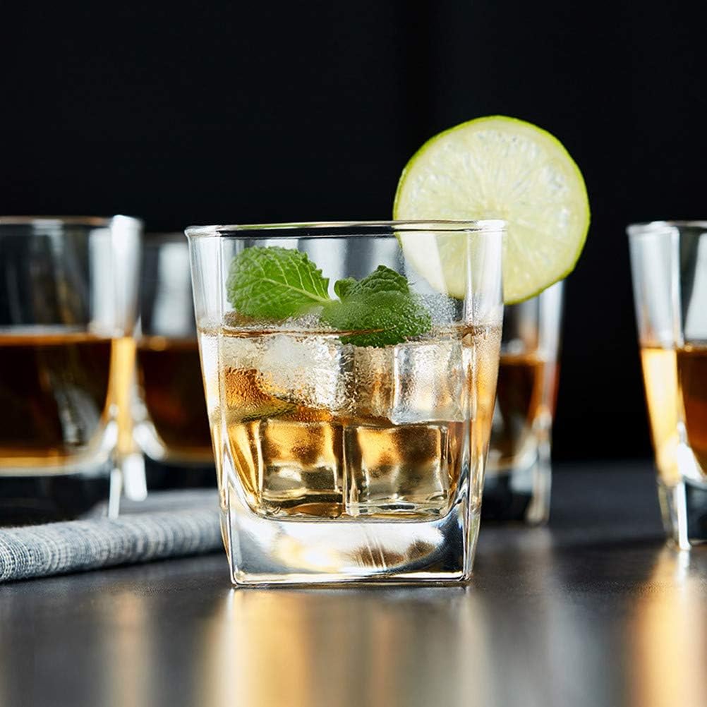 🔥 Crazy Deals Tebery 6 Pack Square Old Fashioned Glass 7 oz Whiskey Glass Scotch Cups Wine Cup Home Bar Drinkware