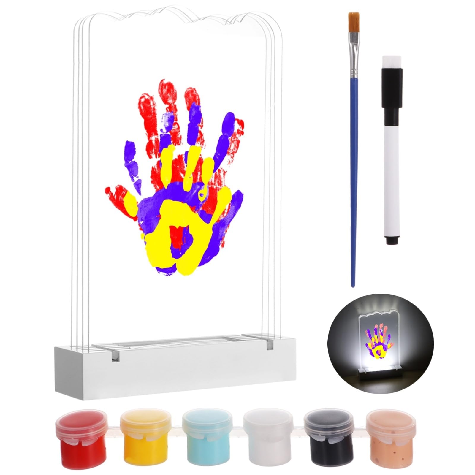 Kit per impronte di mani a LED, regalo personalizzato per i neogenitori, cornice fai da te per impronte di mani e piedi, kit di luce notturna, ricordo a LED per piccole docce, compleanni