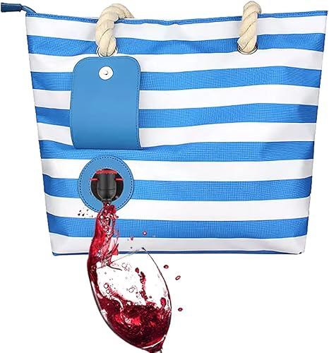 Bolsa de vino de playa, bolsa enfriadora de vino, a prueba de fugas, con compartimentos ocultos de boquilla, capacidad para 2 botellas de vino para