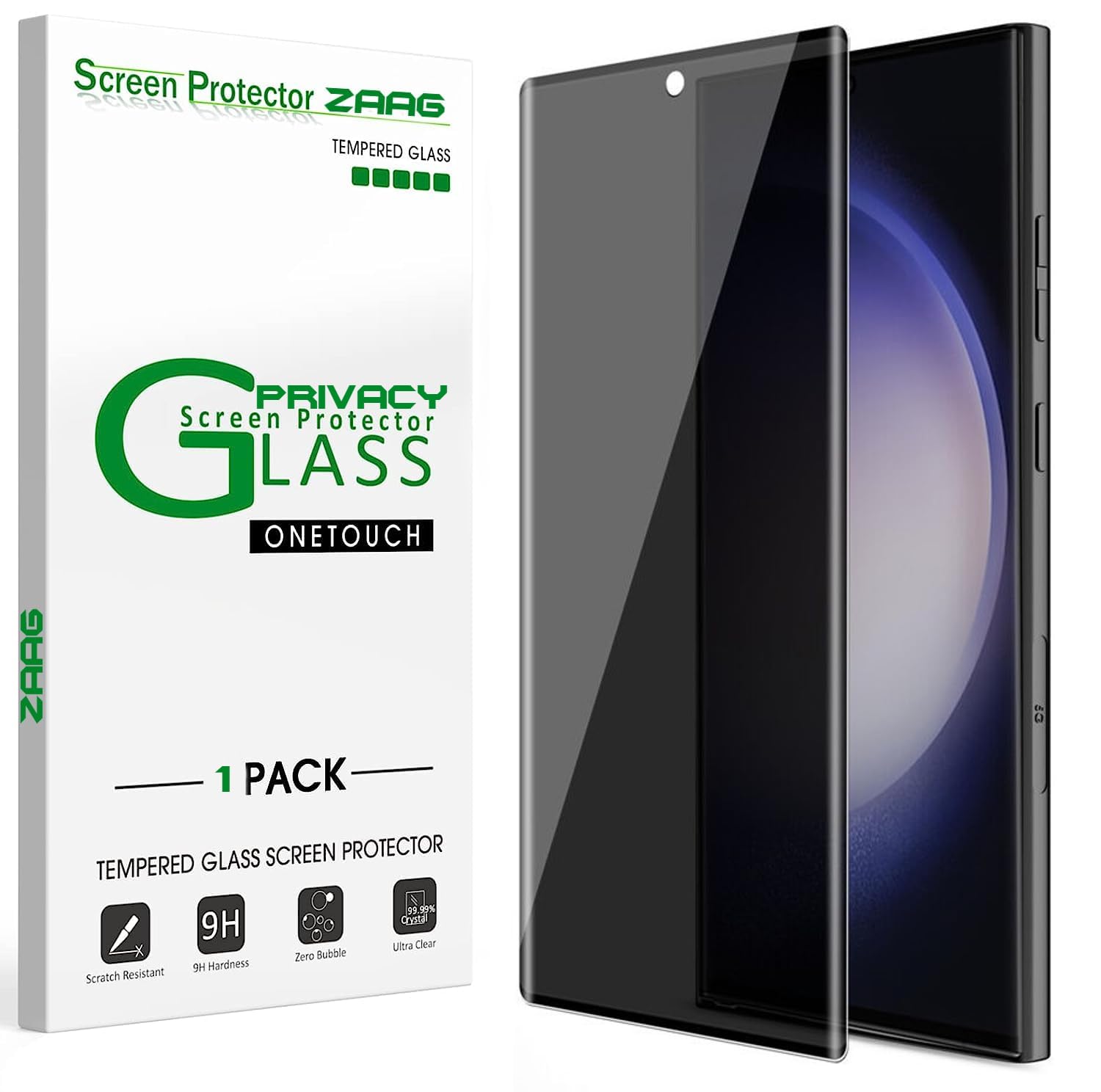 ZAAG® (1Pack Privacy Tempered Glass for Samsung S23 Ultra| Curved UV Privacy Screen Protector Guard for Galaxy S23 Ultra| Full Screen Coverage/Anti Spy/HD/Easy Application | Fingerprint Working/9H Hardness (B0CLYP97PP) Amazon Price History, Amazon Price Tracker