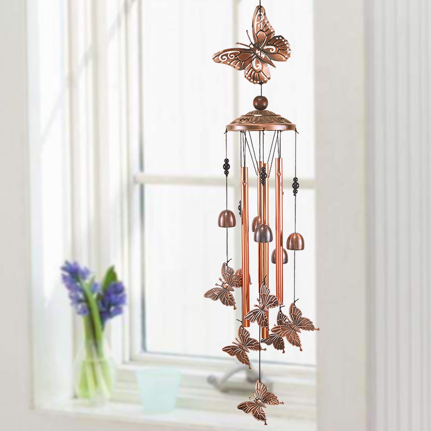 YMXBL Butterfly Wind Chimes Outdoor Decoration, Gift for Mom, Butterfly Wind Bell, Indoor Butterflies Windchimes, Wind Catcher, Aluminum Butterfly Chime, Home Decor Mobile Windchime, Garden Wind Chime