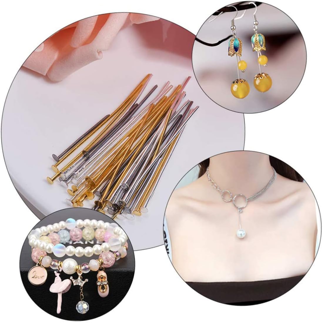 5packs Alloy T-Shaped Needle Flat Head DIY Jewelry Making Accessories for Necklace Bracelet Beading Needles for Jewelry Making