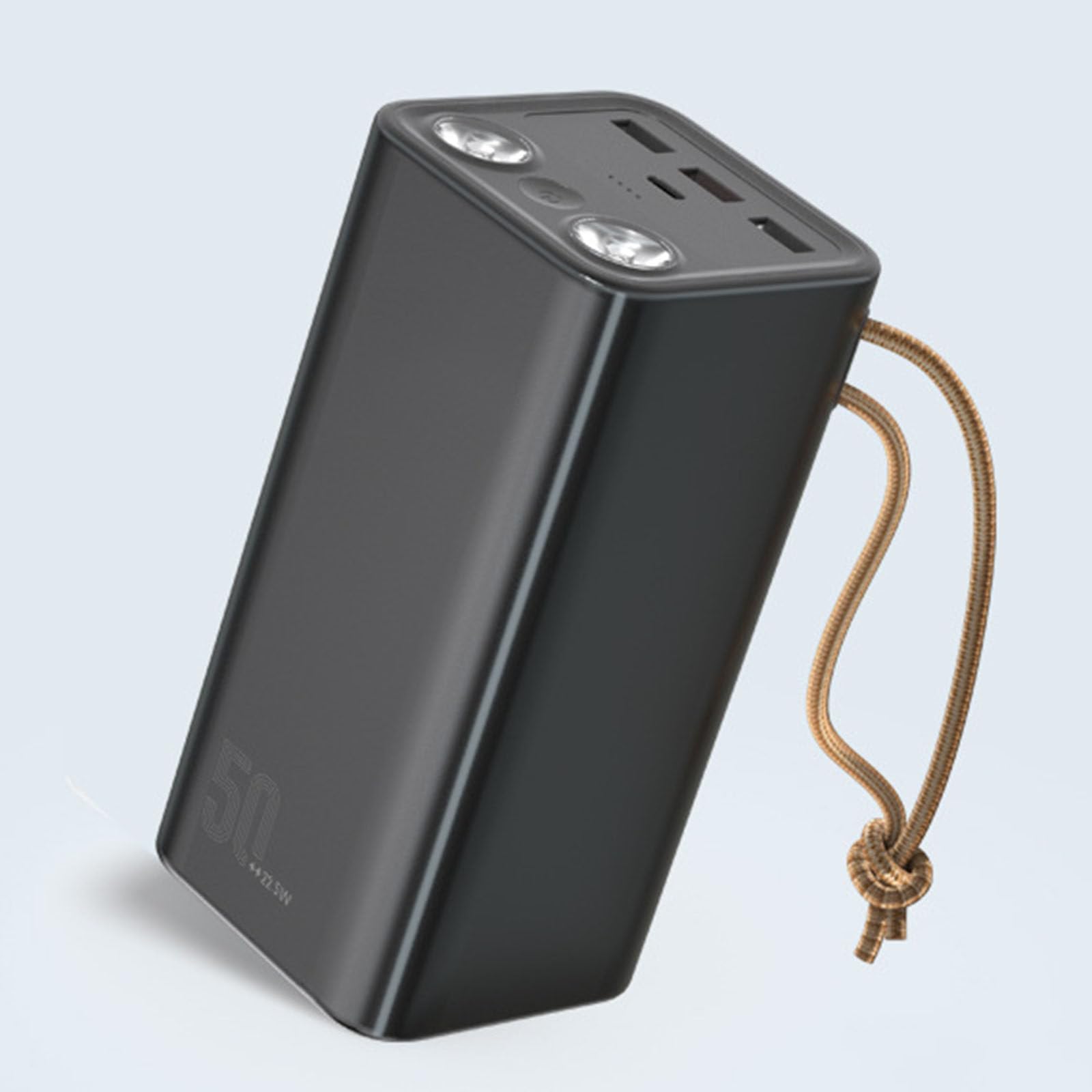 Przenośny Power Bank, 50000mAh Duża Pojemność, Przenośny Power Bank Pd22.5W Super Szybkie Ładowanie z Latarką,Black