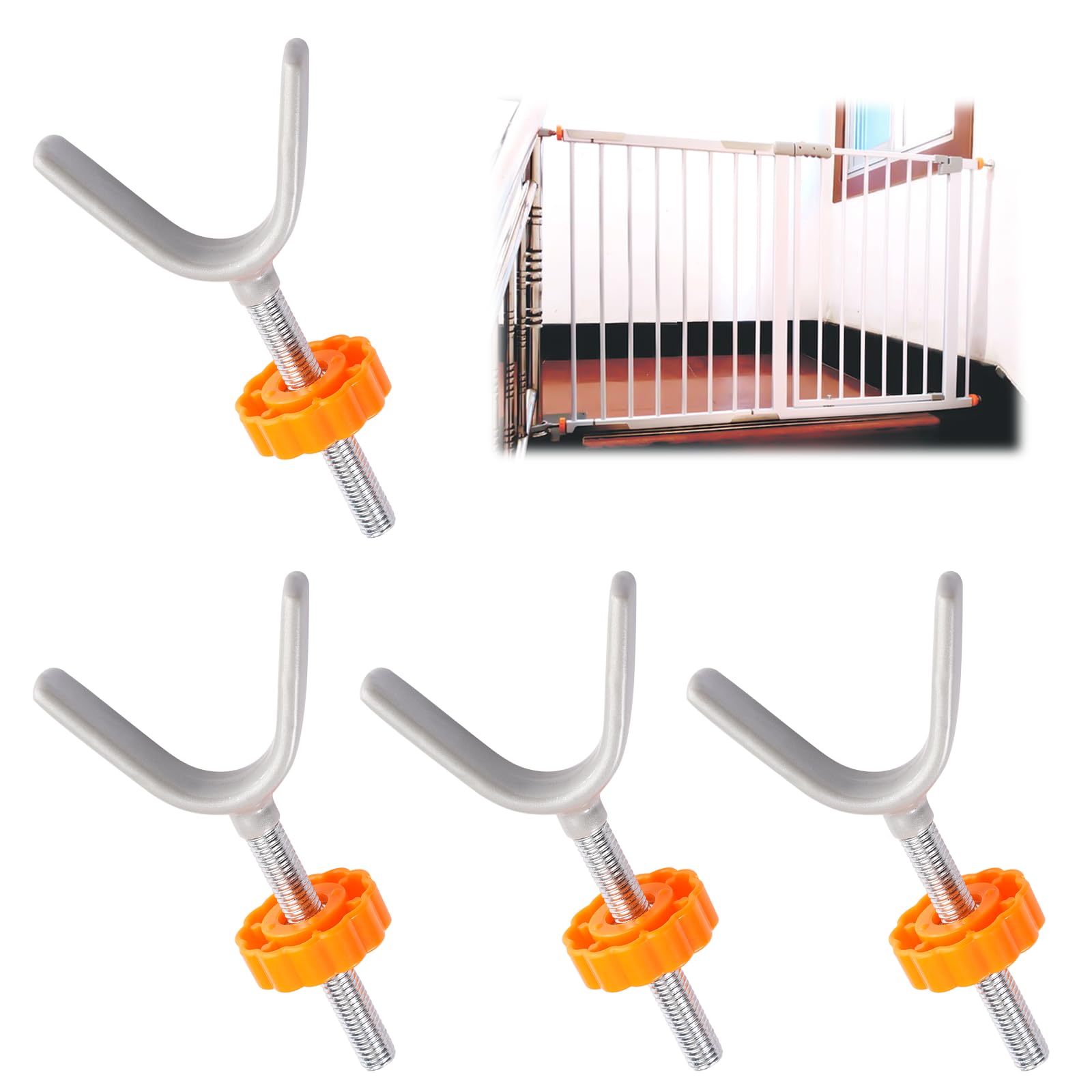 4 Piezas Perno para Puerta Presión de Bebé, M10 Tornillo Y Adaptador para Barandillas, Tornillos de Presión de Rejilla de Escalera, Tornillo Presión Varillas Rosca para Mascotas Perro Bebés Escalera