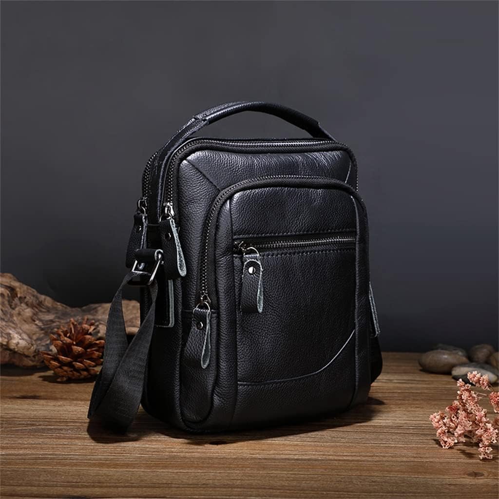 Men's Real Crossbody Bag Layer Leather Shoulder Bag Retro Large Capacity Multifunctional Satchel