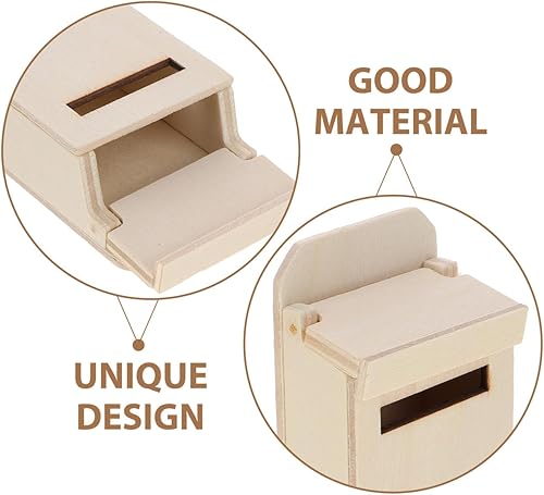 Miniatura 7 de Mini buzón – 6 piezas de madera casa de muñecas accesorios para casa de muñecas DIY micro paisaje decoración cosas mini buzón de madera muebles en