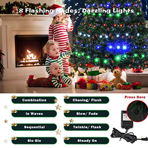 Goplus 5Ft Artificial Christmas Tree Pre-Lit Optical Fiber Tree 8 Flash Modes W/Ul Certified Multicolored Led Lights & Metal Stand #TOP6
