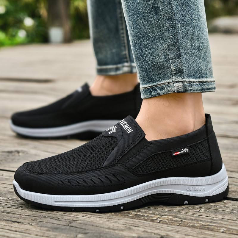 Men's Slip-On Walking Shoes, Lightweight Comfort Breathable Loafers Non-Slip Hiking Shoes3