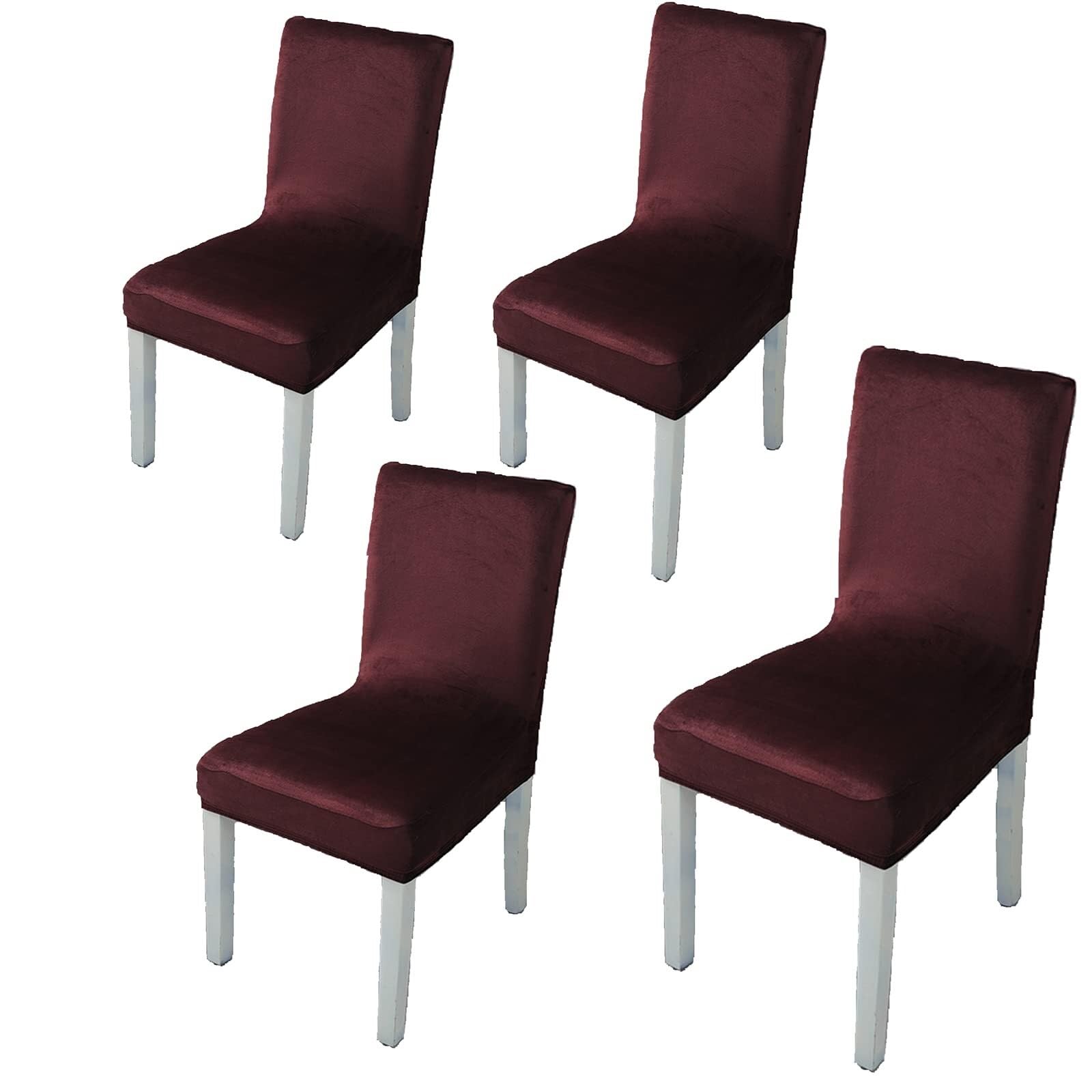 NMVAWIPT Velvet Stretch Dining Chair Covers Elastic Removable Washable Parsons Protectors For Room Hotel Wedding Banquet(3#,4pcs)