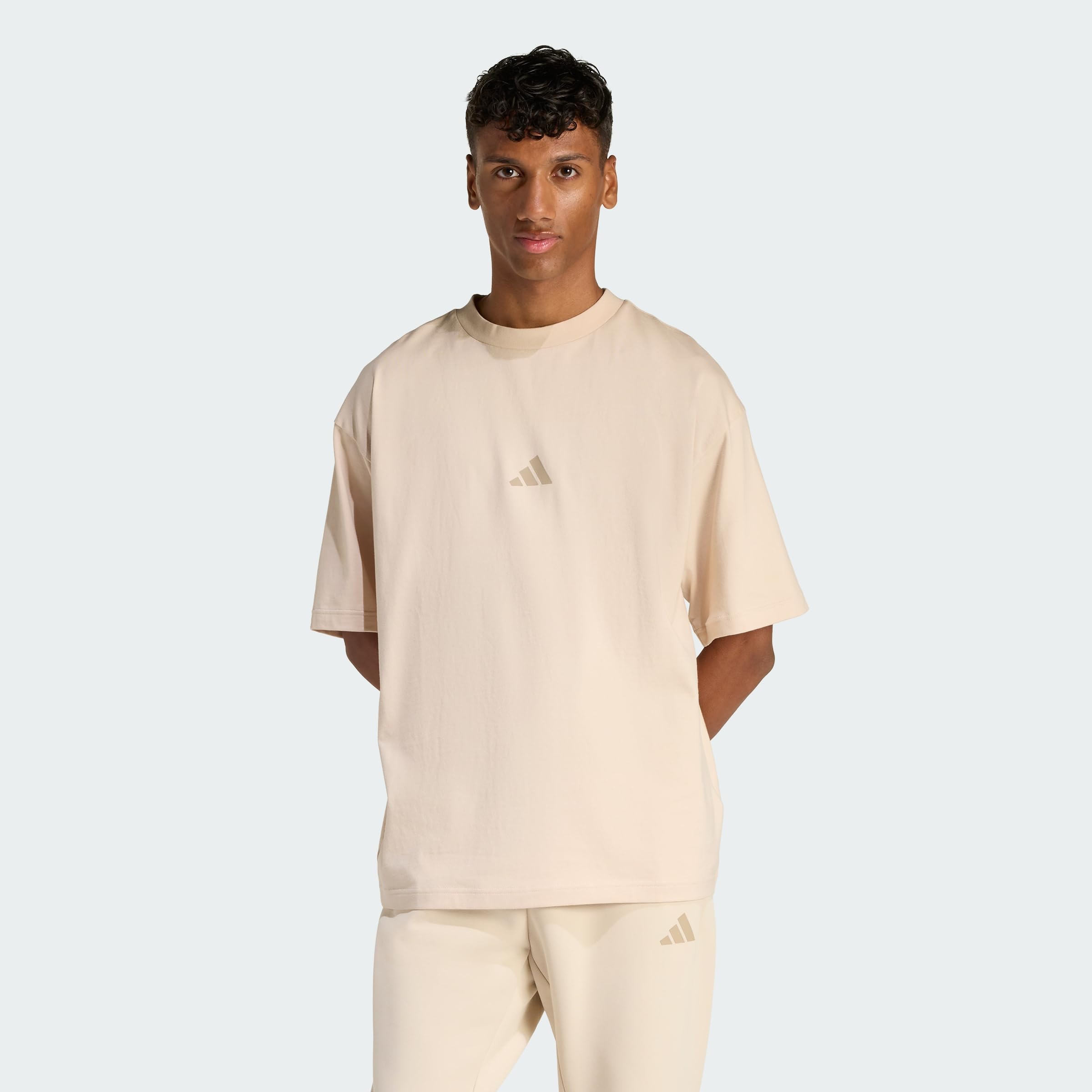 adidas Men's Future Icons Small Logo TEE, Crystal Linen, XL
