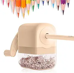 Apontador de lápis manual, apontador de lápis de manivela com ponta ajustável (6 mm-8 mm) - bege