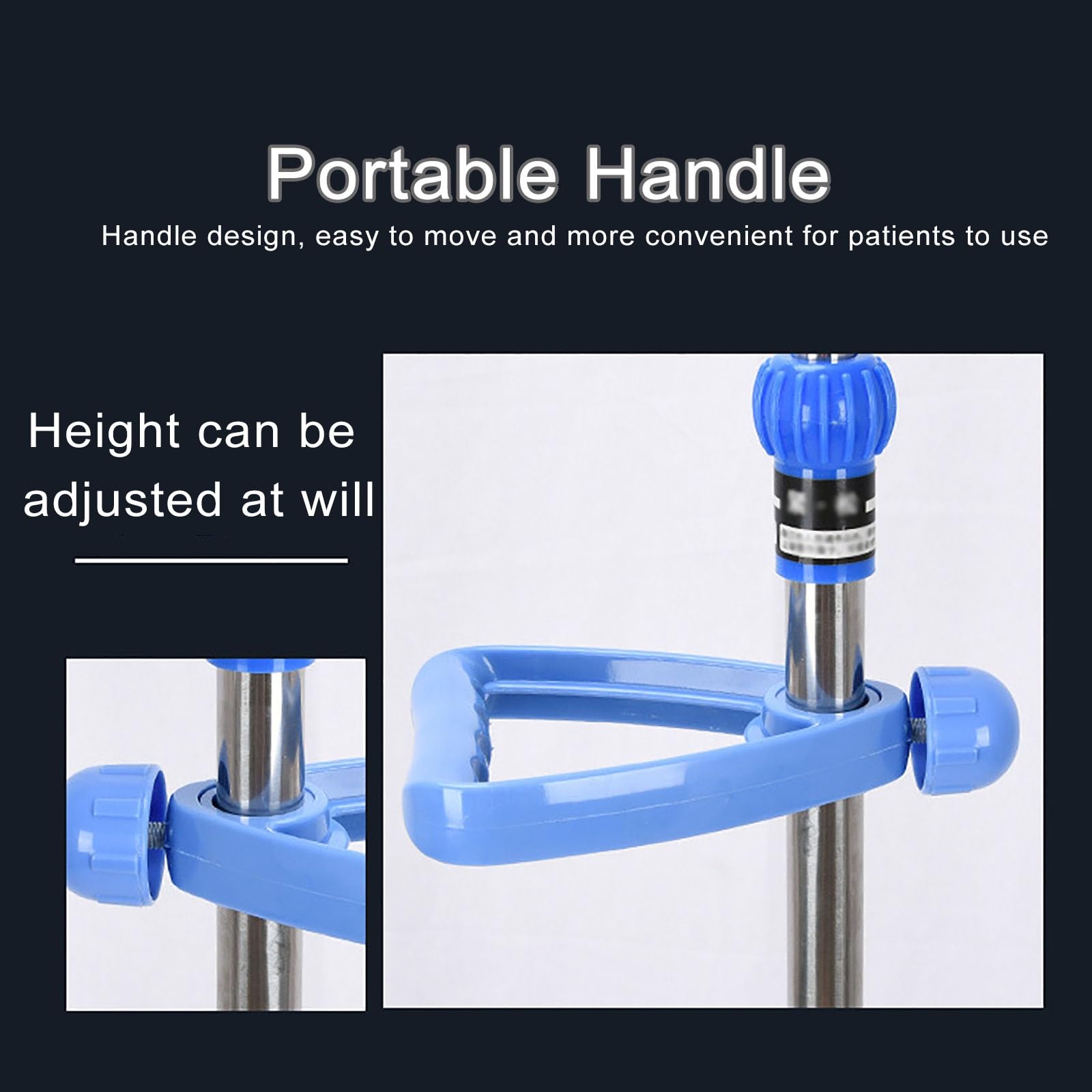 Soporte para Suero Intravenoso de Acero Inoxidable, Soporte para Infusión Portátil con 4 Ganchos para el Hospital y el Hogar, Altura Ajustable (Size : With wheels)