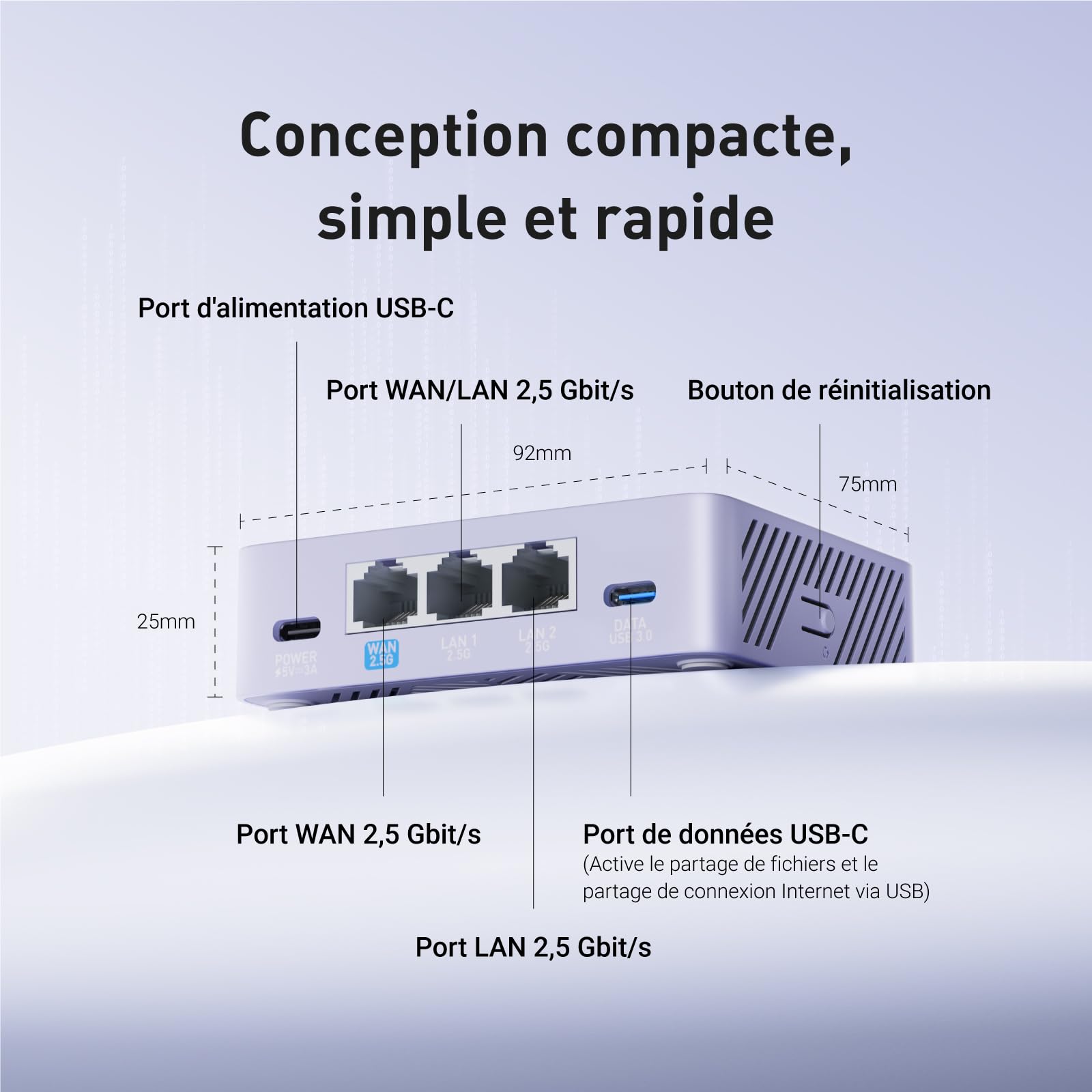 GL.iNet MT5000 Brume 3 Passerelle VPN Filaire Haute Vitesse 1100 Mbps 3×2.5G Multi-WAN Sécurité DPI OpenWrt