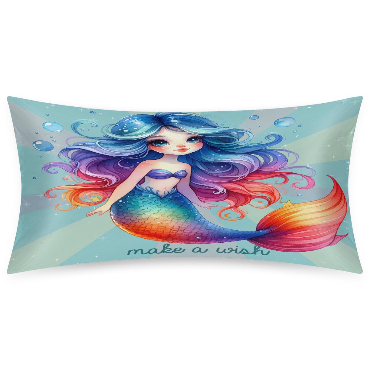 Envelope Closure Satin Pillow Cases for Hair and Skin King Size Silk Animal Mermaid Funny Pillowcase Soft Lightweight Cooling Pillow Cover for Sleeping Women Men Kids 20 * 40in-1Pack