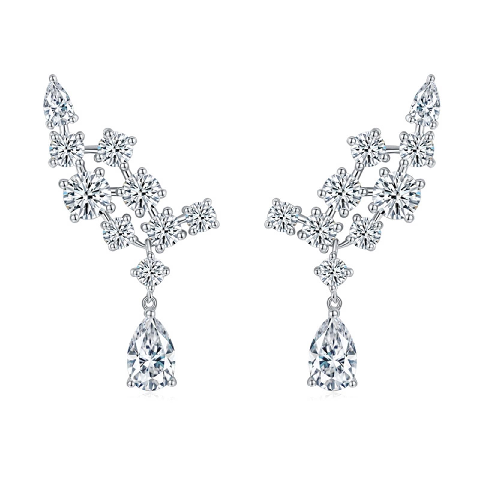 KnSam Ohrhänger Sterlingsilber, Ohrstecker 925 Silber Elegant mit Moissanit 6.1ct 5x8mm Damen Ohrringe Hänger Moissanit