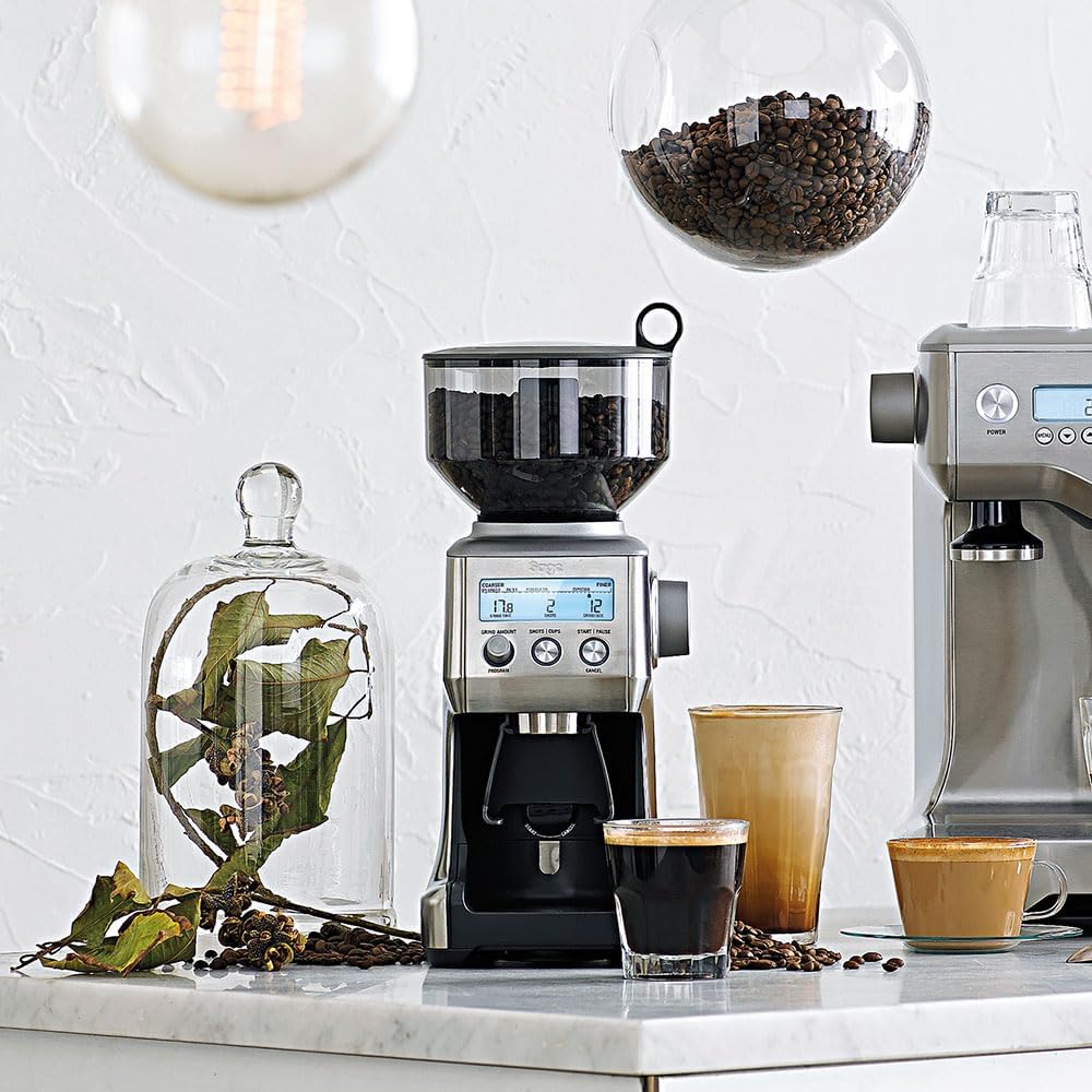 Sage The Smart Grinder Pro – Macinacaffè Elettrico Programmabile Con 60 Livelli Di Macinatura – Display LCD, Macine Coniche In Acciaio Inox, Timer Di Precisione – Acciaio Inox Spazzolato