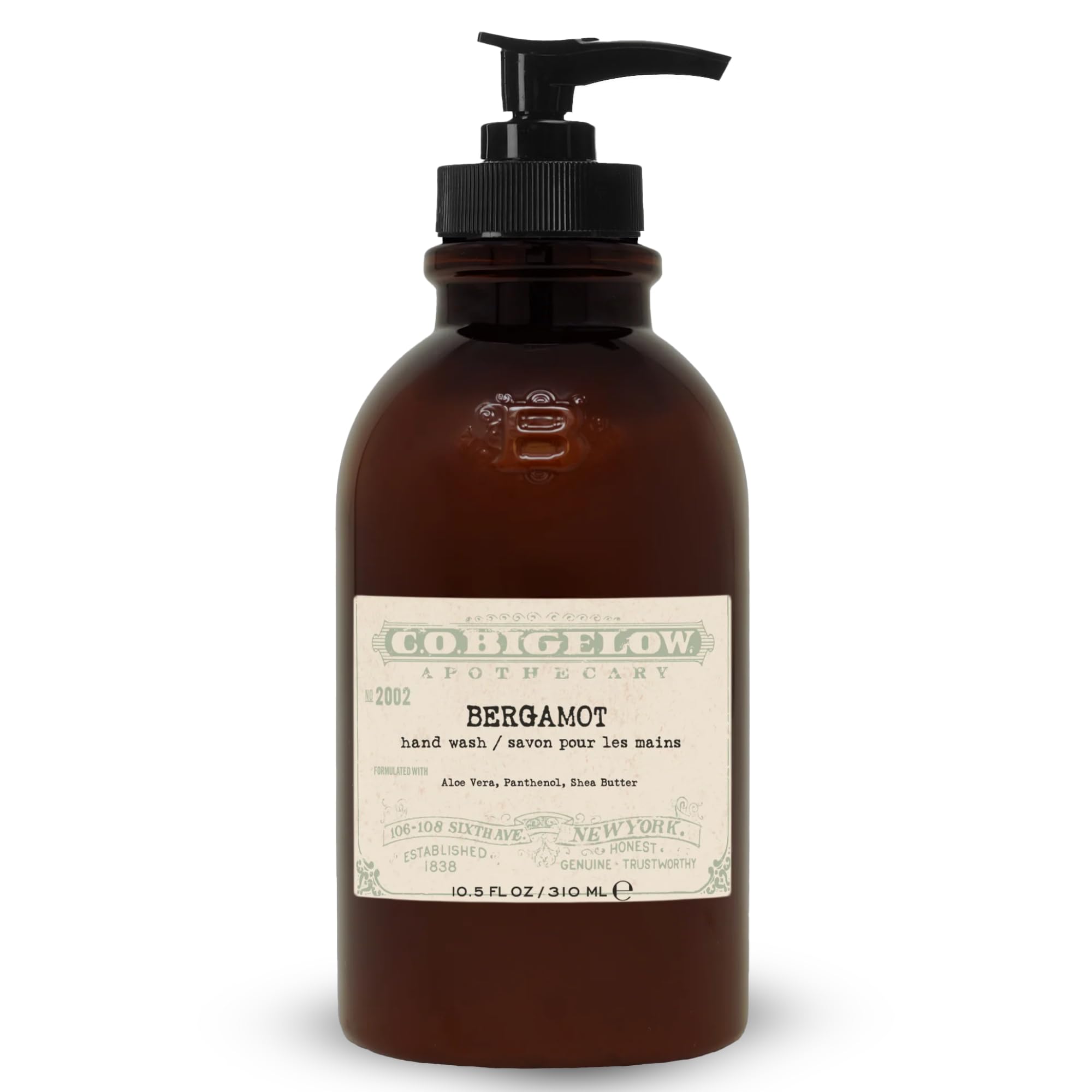 C.O. Bigelow Bergamot Hand Wash, Iconic Collection Liquid Hand Soap with Shea Butter, Glycerin, Aloe Vera, 10.5 Fl Oz