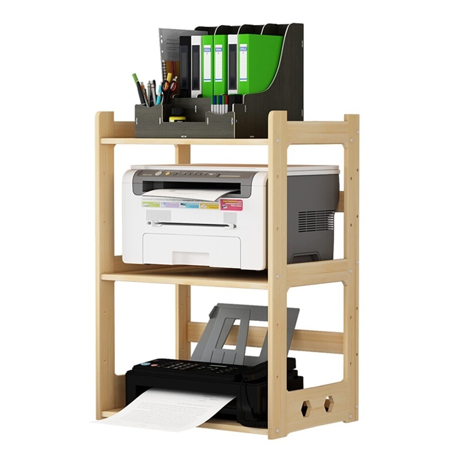 ULTRAWAVE Printer Table Multifunction Printer Shelf Printer Large Capacity Quality Three-Tier Storage Rack Adjustable Bookshelf Suitable for Home and Office Printer Stand