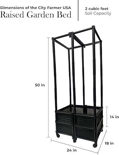 Miniatura 2 de Maceta trepadora para verduras y tomates con ruedas y maceta de 14 pulgadas de profundidad, material no tóxico protegido contra el sol, 24 pulgadas