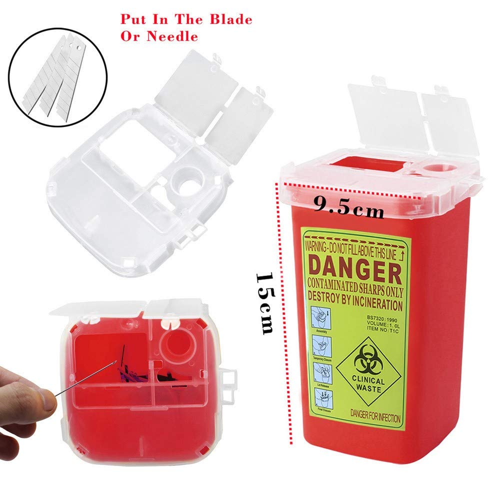 Conteneur à aiguilles Biohazard Conteneur Sharps Rouge Ménage & Organisateurs Organisation de l'espace et rangement pour chambre à coucher (rouge, taille unique)