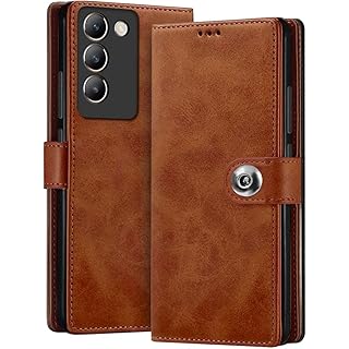 Vivo Leather Flip Cover - Brown 5G