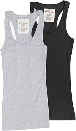 Trendyfriday Womens Ribbed Racerback Athletic Active Tank Tops 2 or 4 Packs Medium, 2 Pack - H Grey, Black