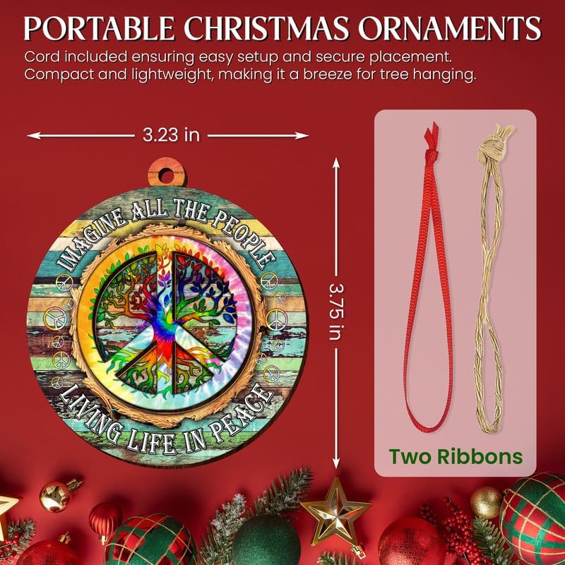 Miniatura 2 de Adornos de Navidad hippie 2024  Navidad, paz, regalos hippie para mujeres, familia, amigos, decoración hippie boho, decoraciones hippie  Decoración