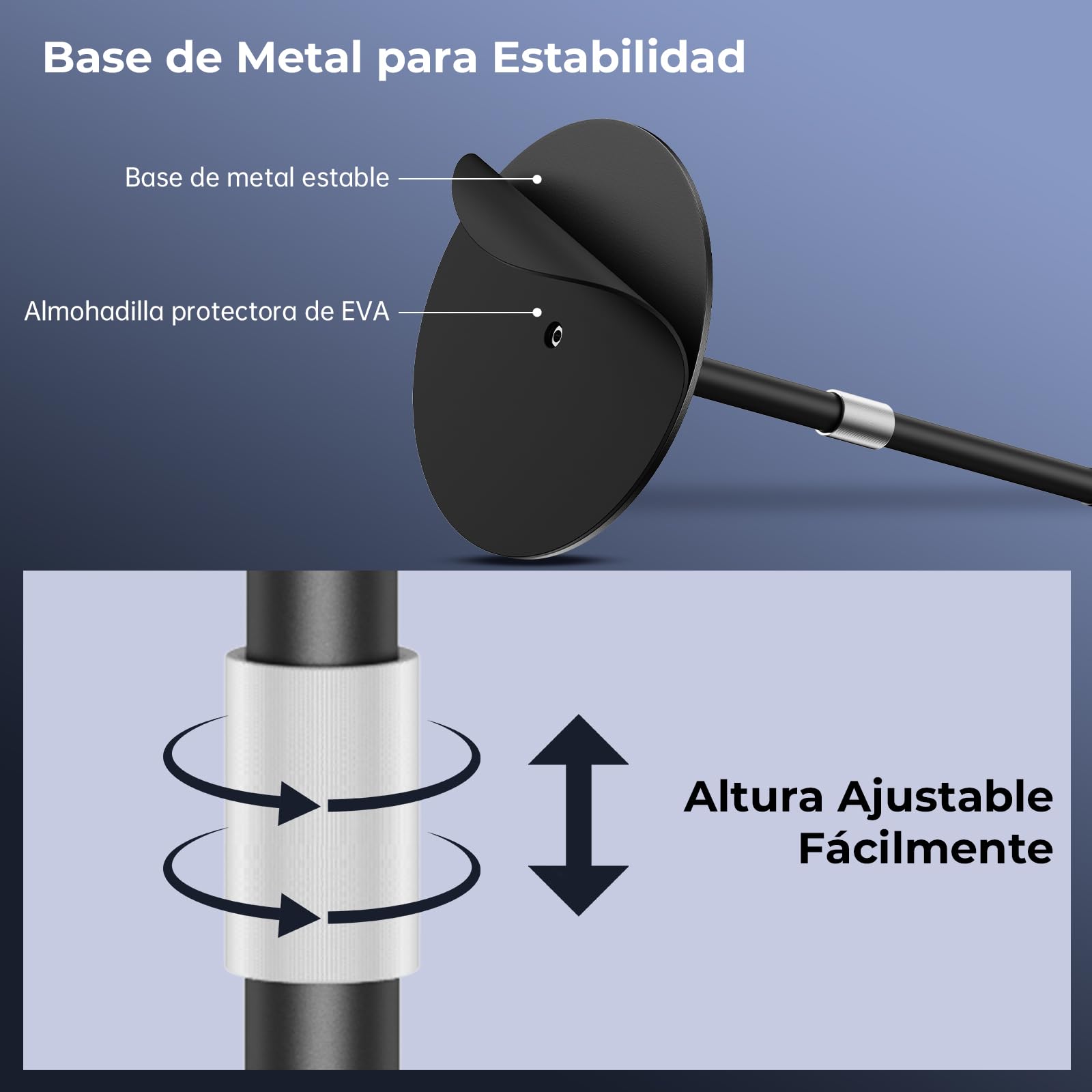 Soporte de Proyector de Escritorio, Altura Ajustable 30-47cm con Rotación de Ángulo de 360°, Ahorro de Espacio, Soporta hasta 5 kg, Compatible con Proyectores, Cámaras, Cámaras Web y Más