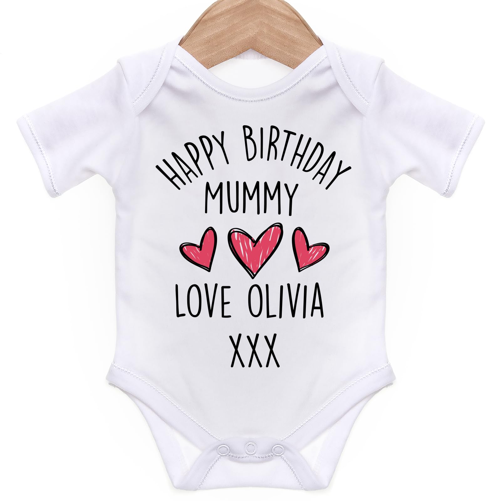 Art Hustle Men's White - Mummy Birthday Happy Birthday Mummy Personalised/Baby Grow For Baby Boy Or Girl (0-3M, )