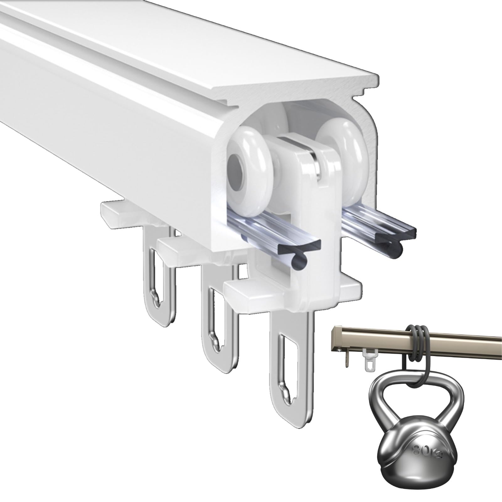 Heavy Duty Aluminum Ceiling Curtain Track SetRoom Dividers Wall Mount Rods for Privacy in Living Room Smooth Sliding Curtain Rail System (White)