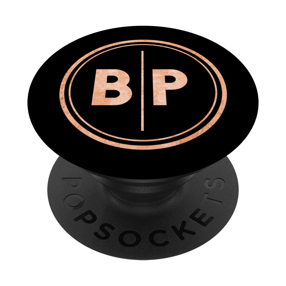 BP Gift Two Initials on Black Letter BP Monogram PopSockets Grip and Stand for Phones and Tablets