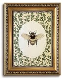 Gold Framed Wall Art Vintage Bee Canvas Wall Art Cottagecore Floral Prints Rustic Botanical Insect Picture Garden Bumblebee Farmhouse Decor for Living Room Bedroom, 8x10