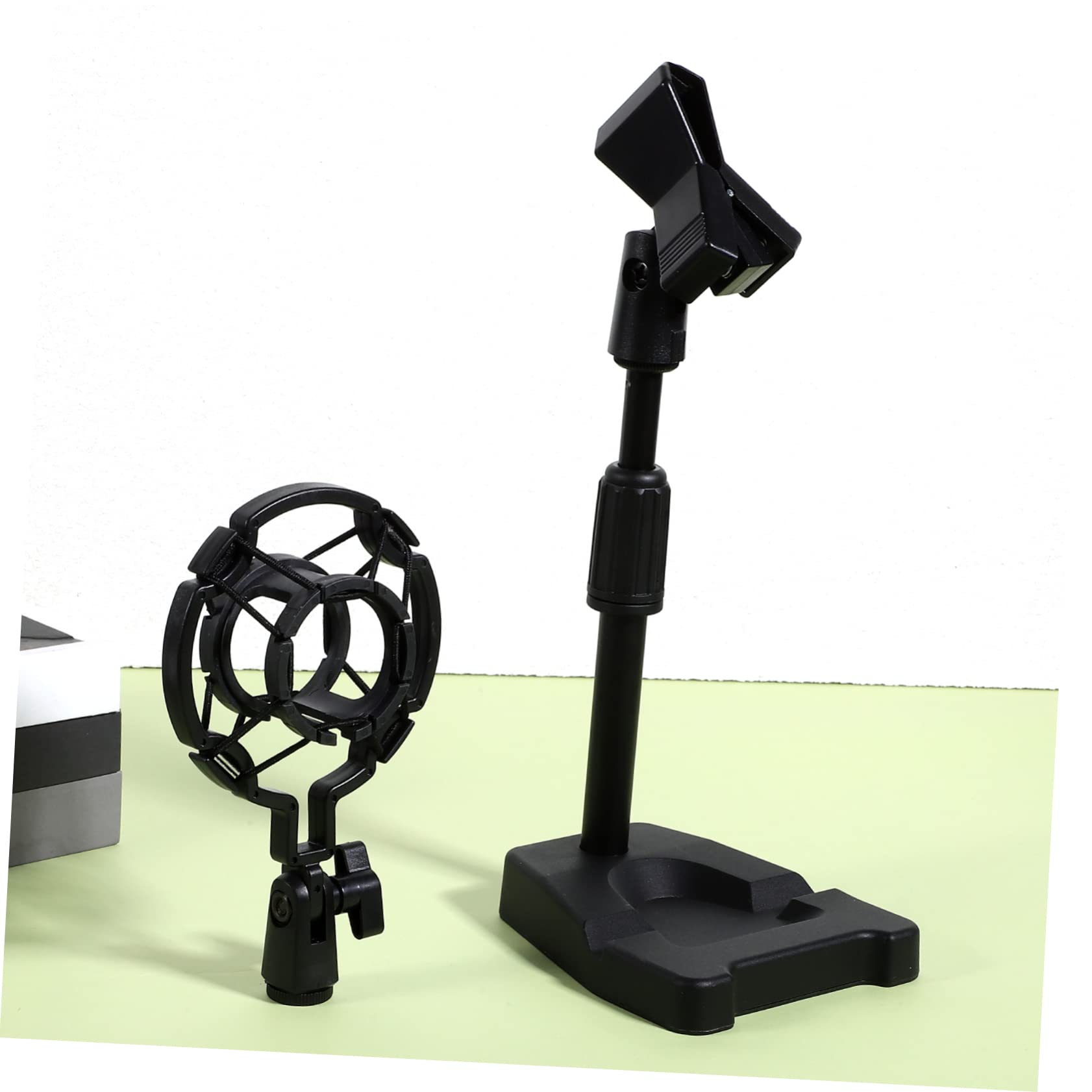 Abaodam Supporto per Microfono da Tavolo con Base Pesante e Clip, Braccio Regolabile in Metallo e Plastico con Assorbimento degli Urti per Giochi e Discorsi