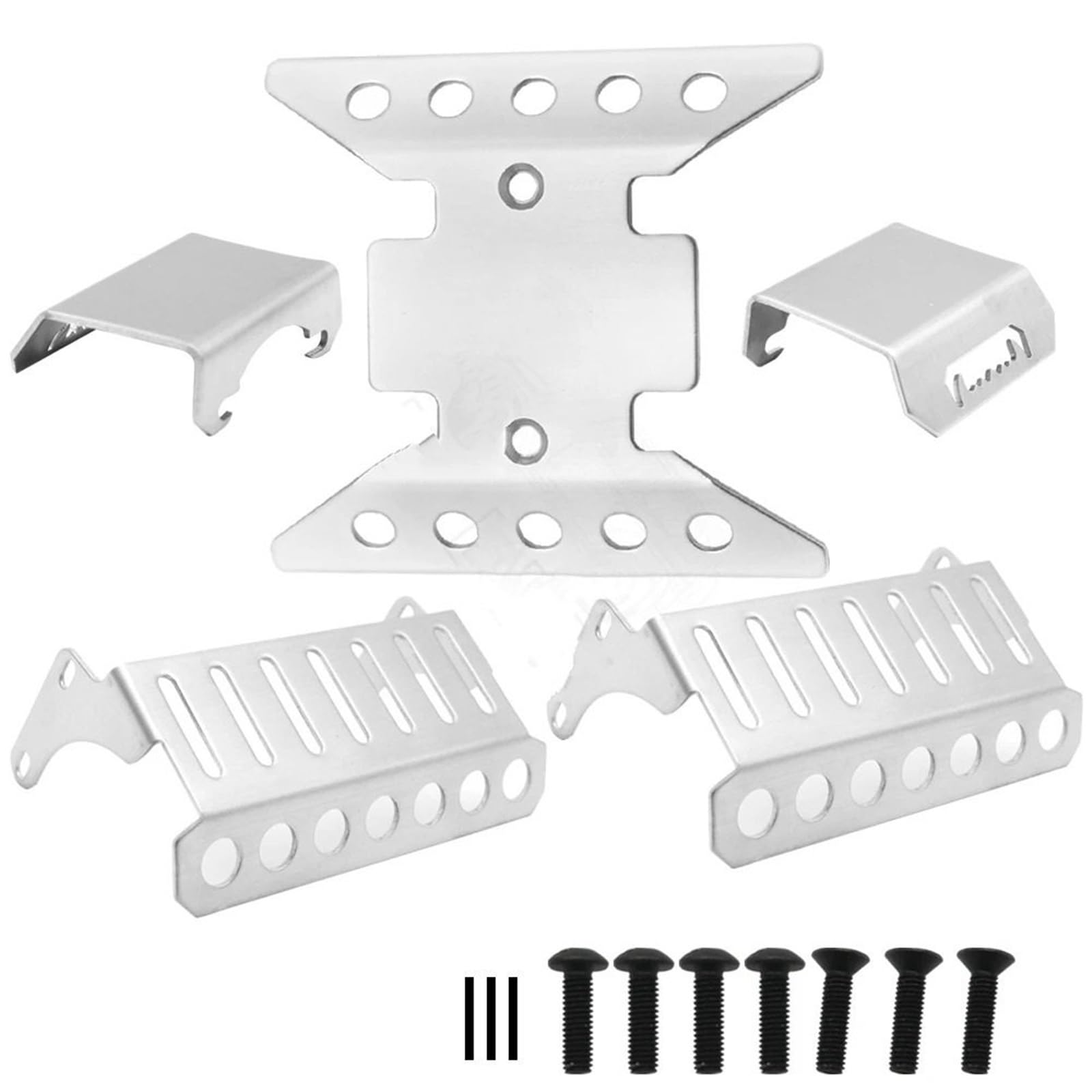 słona Silnika Osłona Ochraniacz osi ze stali nierdzewnej, płyta ślizgowa podwozia, pasuje do 1/10 RC Crawler Axial SCX10 III AXI03006 AXI03007 | Stainless Steel Axle Protector Chassis Armor Skid Plate SCX10 III AXI03006 AXI03007(5 in 1 kit)