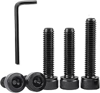 QANCEN 20 buc. șuruburi cu cap cilindric și locaș hexagonal, filet complet, M4x16 mm, negru, inox A2 V2A, cu cheie imbus inclusă 1
