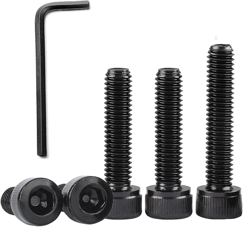 QANCEN 20 buc. șuruburi cu cap cilindric și locaș hexagonal, filet complet, M4x16 mm, negru, inox A2 V2A, cu cheie imbus inclusă