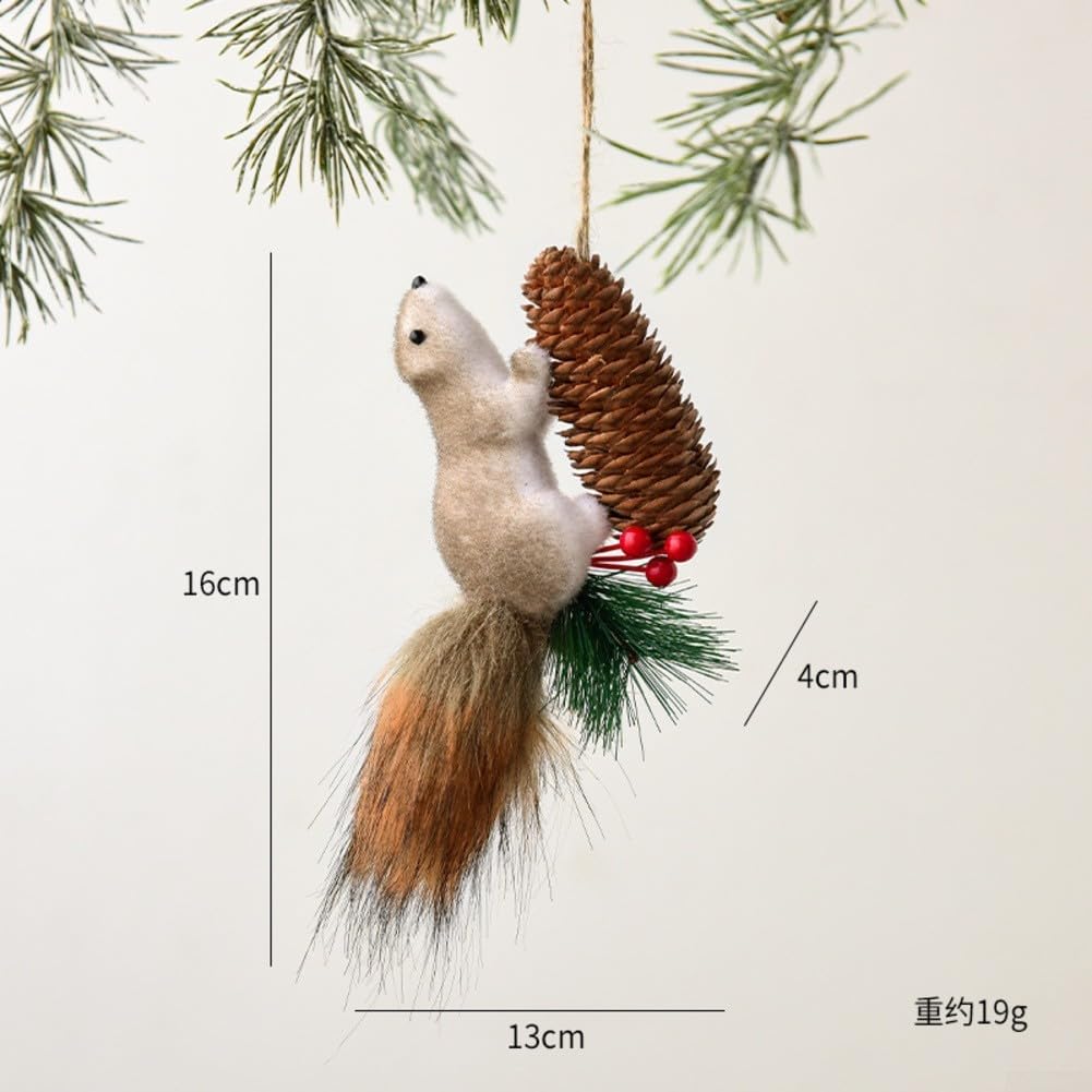 Juego de 5 adornos navideños de ardilla, decoración colgante de espuma ligera con colas articulables para árbol de Navidad, mochila o llavero, colgantes de animales falsos marrones