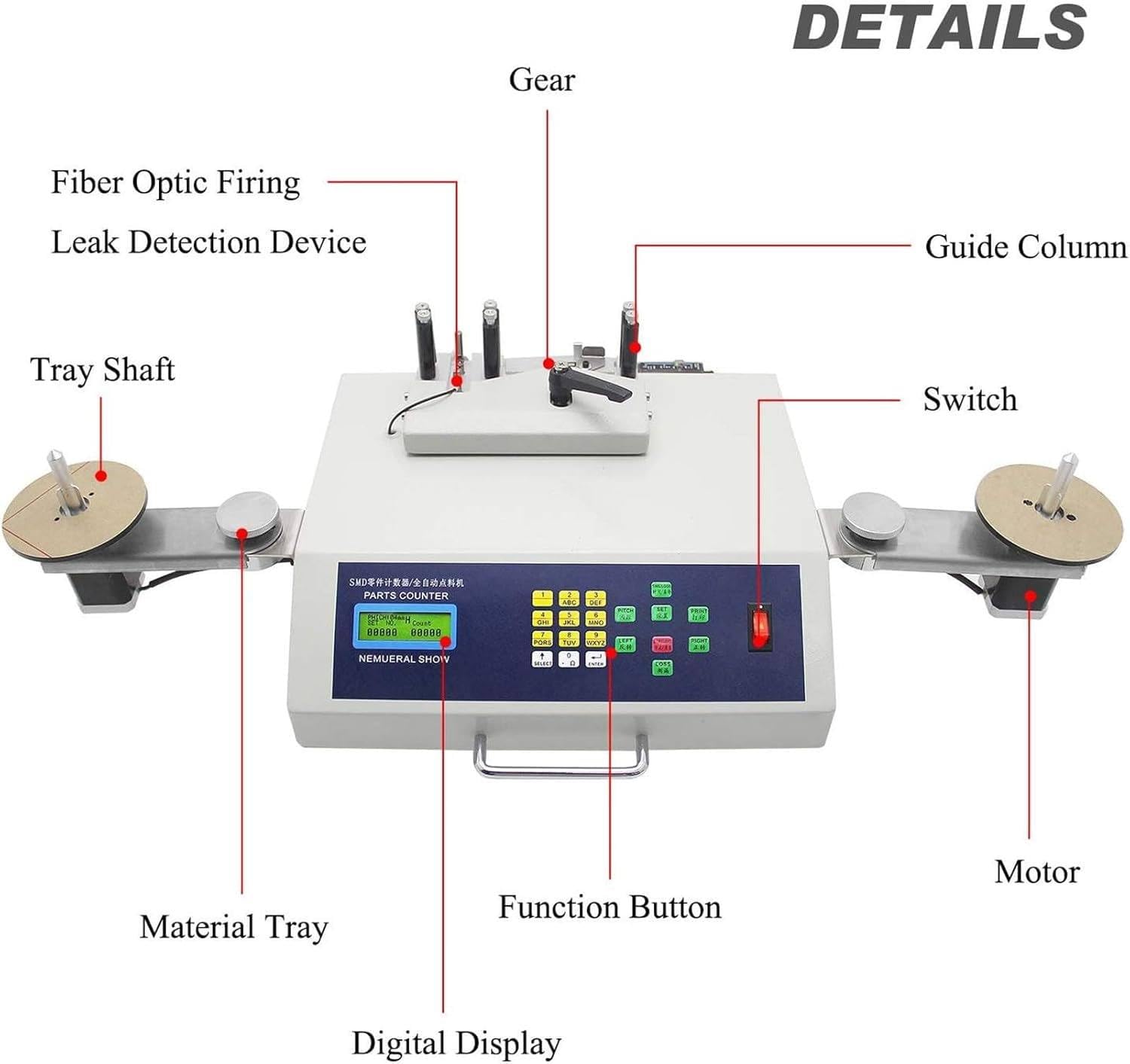 Contatore Automatico di componenti, contatore di componenti SMT, Display LCD con rilevamento perdite per componenti a Nastro, intervallo di conteggio da 99999 a 9999,