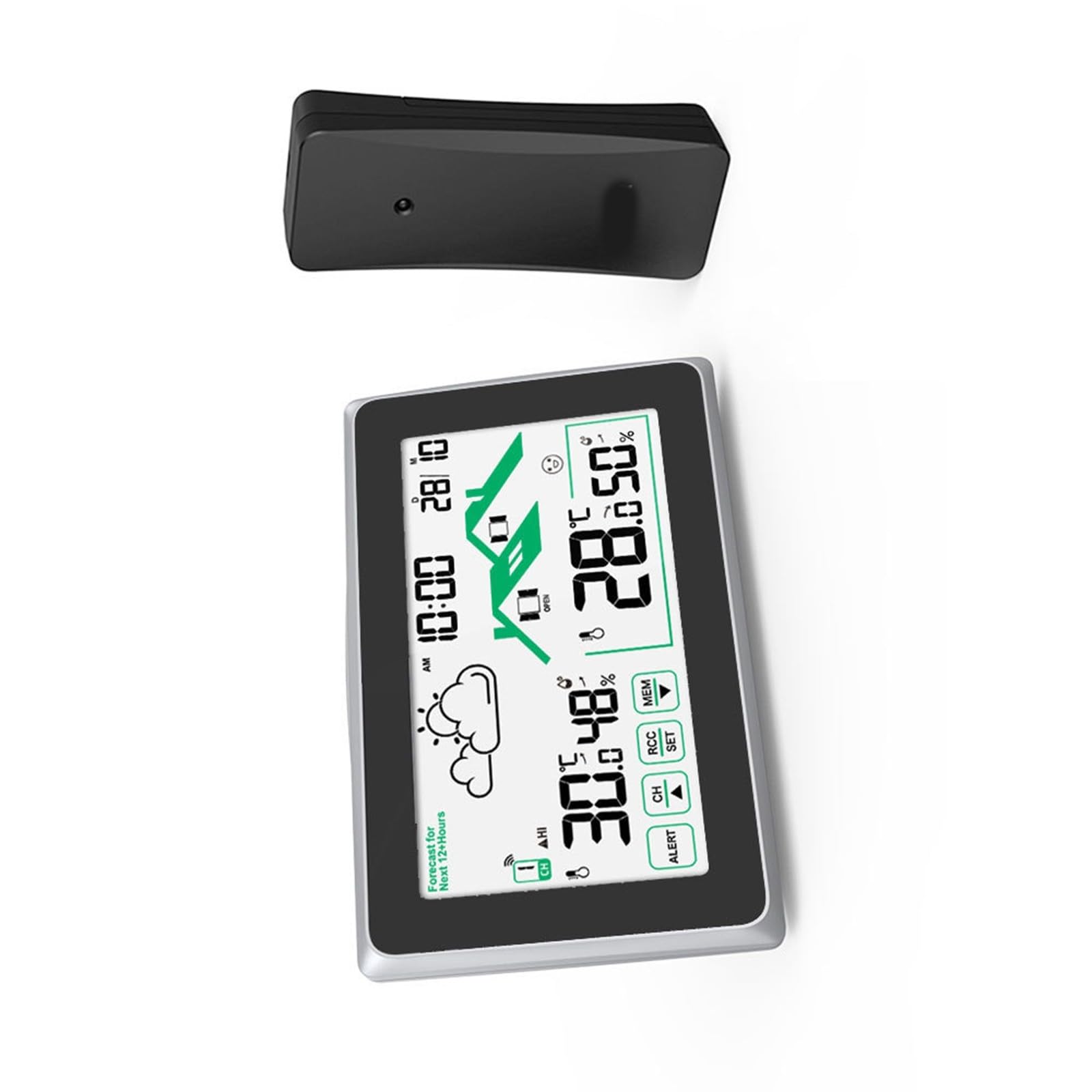 LCD Indoor/Outdoor Hygrometer with Comfort Low Battery Warning & Radio Time Home Weather Forecast Humidity Sensors Temperature Monitor