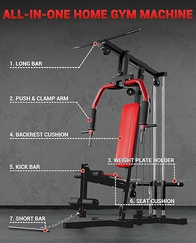 Miniatura 2 de Equipo de gimnasio en casa, máquina de pesas de entrenamiento con sistema de polea de cable, capacidad de peso de 400 libras, estación de ejercicio