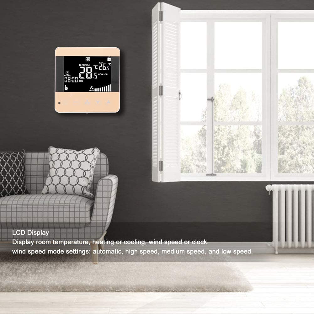 Walfront AC200-240V Thermostat Ventilo-Convecteur Intelligent Digital Central Climatiseur Thermostat Régulateur de Température Unité de Bobine de Fan Affichage LCD(WiFi Type)