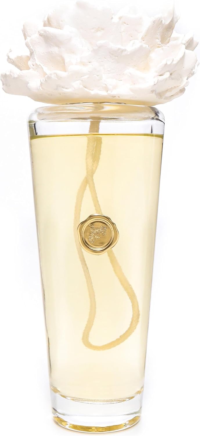 MİSSİ 400 ml Konik Cam Şişe Ekru Seramik Taşlı Oud Vanilya Oda Kokusu