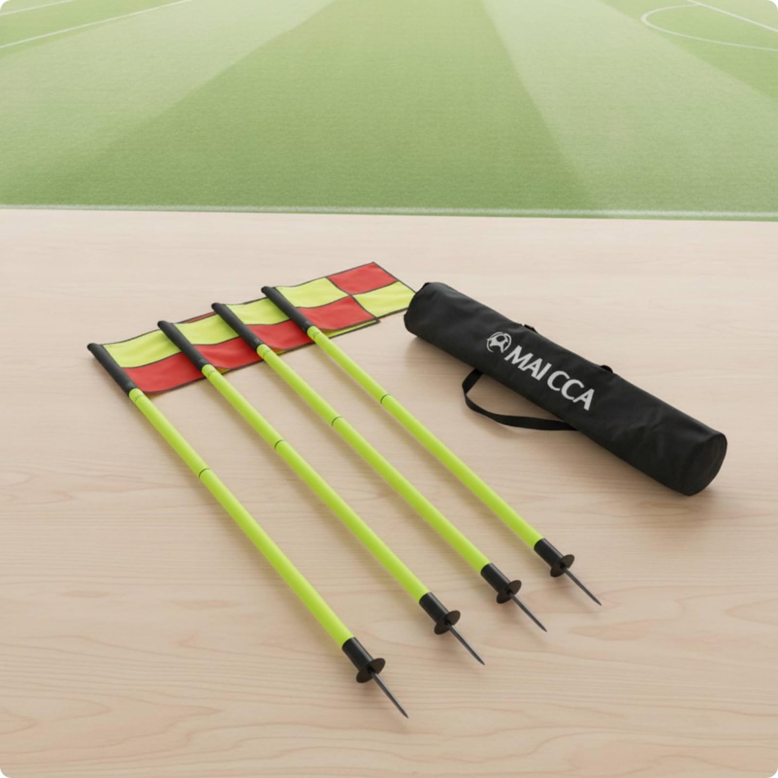 4 Pezzi Kit Bandierine per il Calcio Picchetto Resistente Alle Intemperie Bandiera d’angolo con urevole Attrezzatura Sportiva per Allenatori
