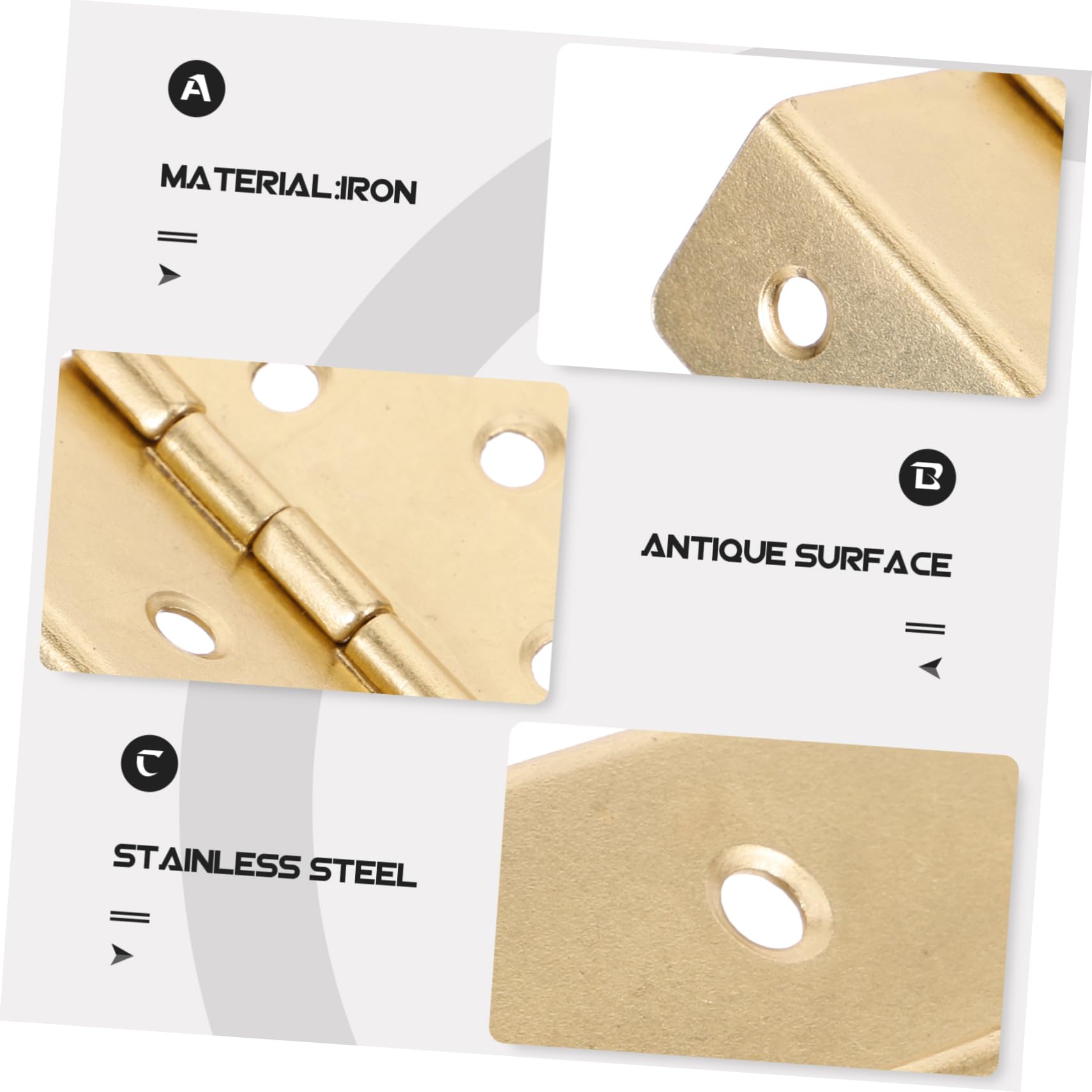 POPETPOP 5 Set Cerniera Tripla Cerniera Della Porta Dell'armadio Cerniere Per Mobili in Metallo Cerniere Per Legno Minuscole in Metallo Ferro Da Stiro D'oro 10 Pezzi * 5