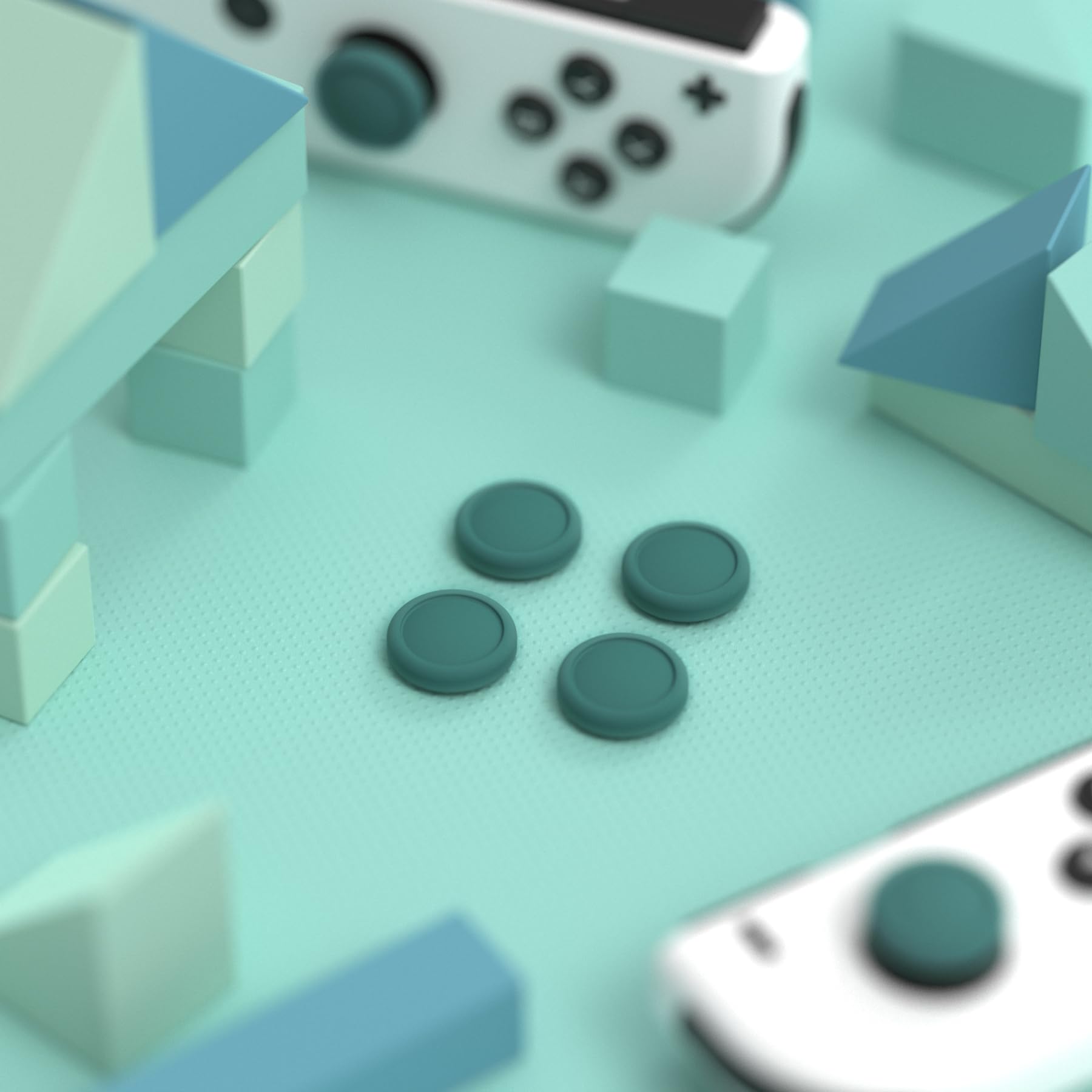 eXtremeRate PlayVital Switch Joystick Caps - Silicone Analog Cover for Switch OLED Joycon Thumb Grip Rocker Caps - Hunter Green - 5
