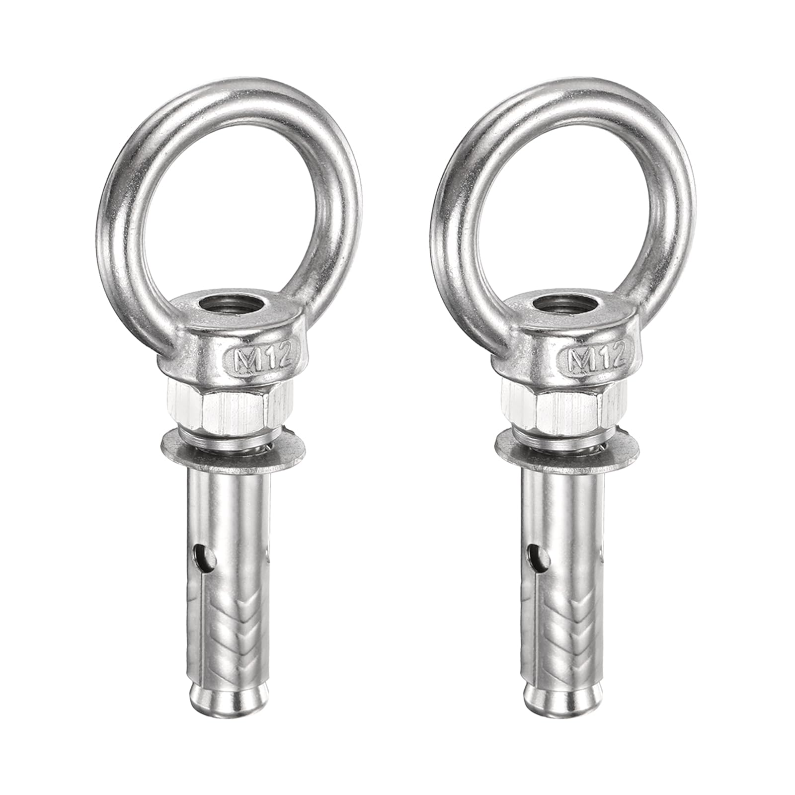 PATIKIL M12x40mm Expansion Lifting Eyebolt, 2 Pcs Stainless Steel Ring Lifting Expansion Bolts Screw Heavy Duty Internal Eye Bolt Fastener with Eye Ring for Concrete Wall Masonry