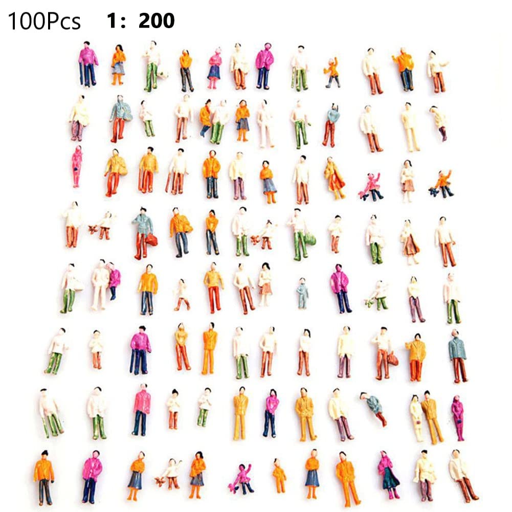 ZYWUOY 100 figure dipinte, scala 1:200 persone in piedi sedute in miniatura passerby, treni figure architettoniche dipinte per scene in miniatura