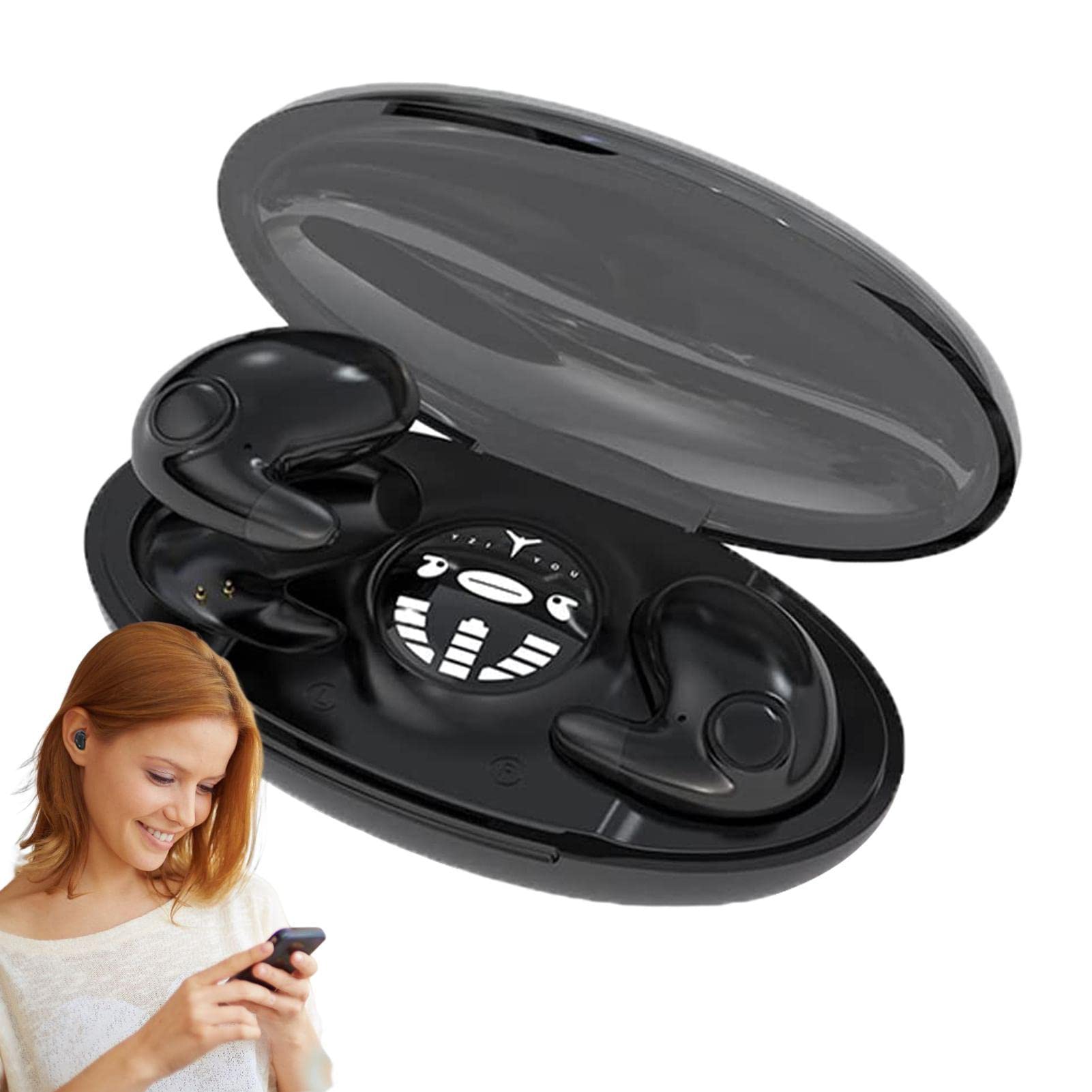 Auriculares inalámbricos para dormir IPX5 impermeables, ruido, IPX5 impermeables, auriculares para dormir, auriculares inalámbricos con ruido doble, control táctil con funda carga inalámbrica