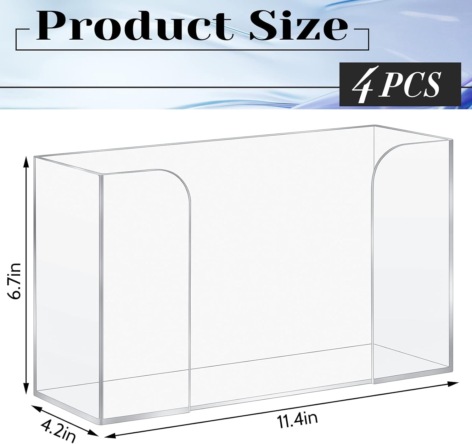 Deekin 4 Pcs Acrylic Paper Towel Dispenser Countertop Paper Towel Holder, Clear Trifold Guest Napkin Dispenser for Z-fold, C-fold or Multifold paper holder for Bathroom Toilet and Kitchen