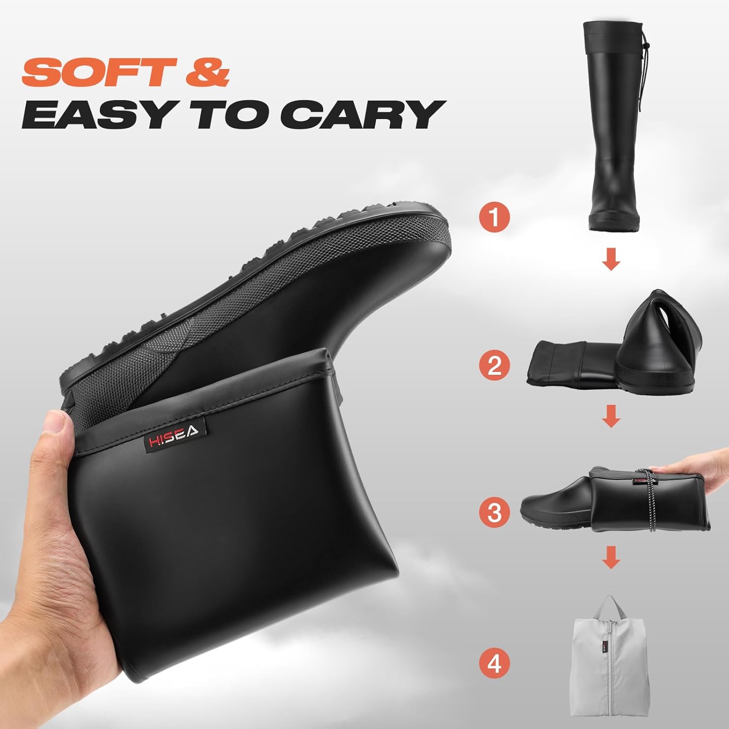 HISEA Women's Rain Boots Knee High Waterproof Packable Rubber Garden Boots, Lightweight Tall Mud Boots for Outdoor - Image 6